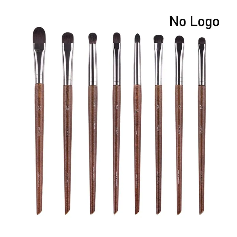 Pennelli per trucco occhi in legno naturale set completo Ombretto Pro Crease Kit per trucco sfumino evidenziatore sopracciglio Pennello per ciglia labbra pratico — image 21