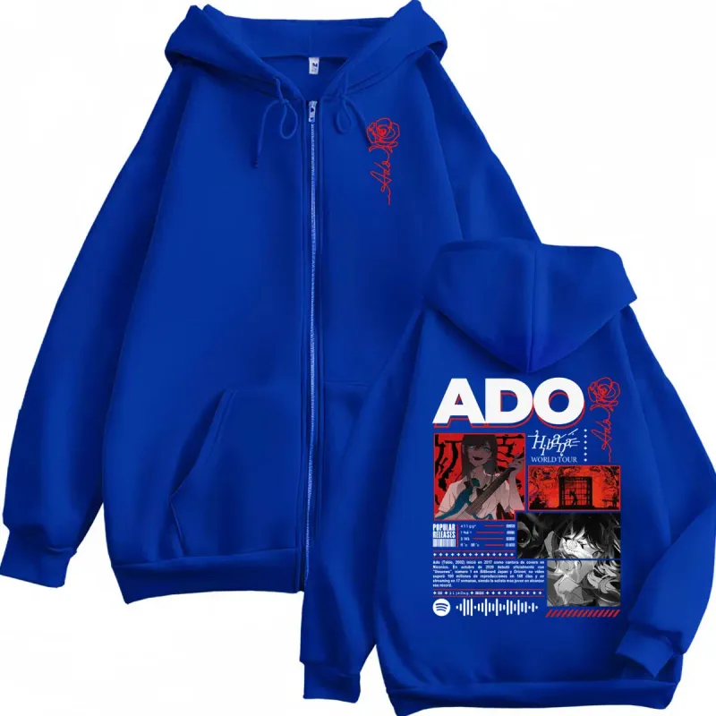 Singer Ado Hibana World Tour 2025 Zipper Hoodie Harajuku Japanese Style Zip Up Sweatshirts Men Women Casual Oversized Pullovers — image 4