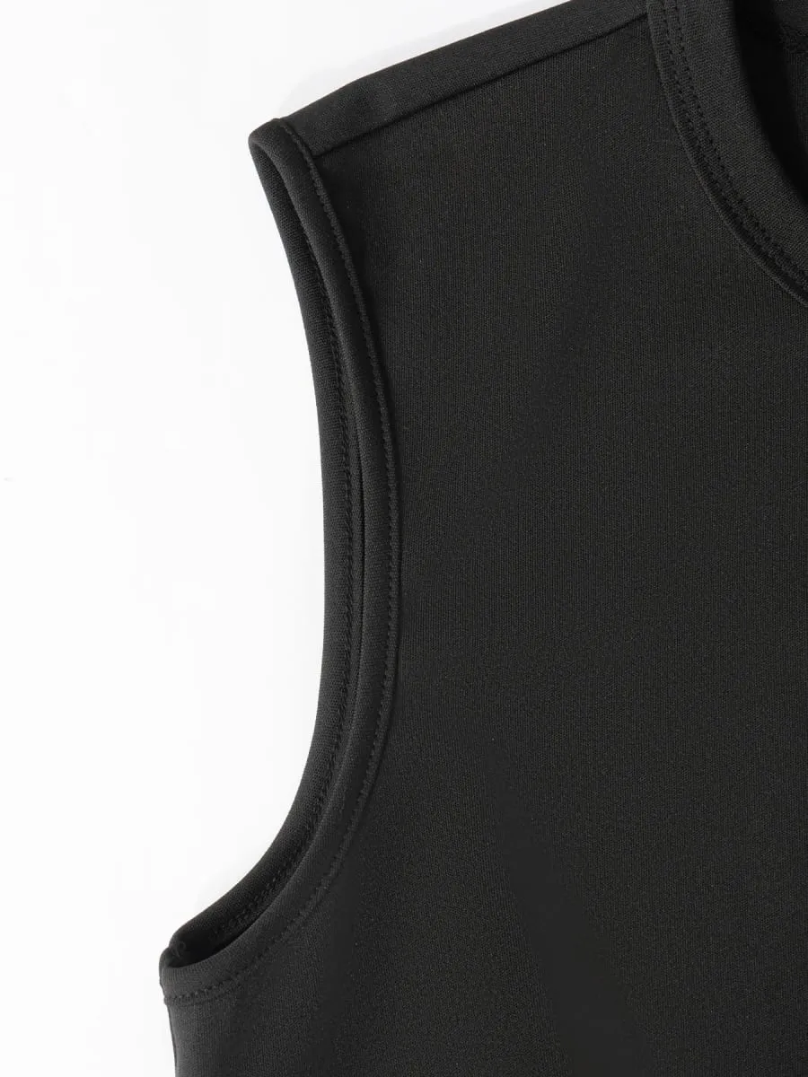 Women Casual Dresses Sleeveless Solid Color Form Fitting Bodycon Mini Dress Elegant Chic Summer Office Party Breathable Dress — image 2