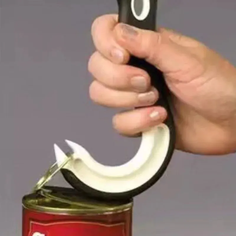 Portable J-Shaped Easy Grip Tin Openers Kitchen Non-Slip Jar Opener Lid Opening Tools Ring Pull Can Opener Multifunctional — image 1