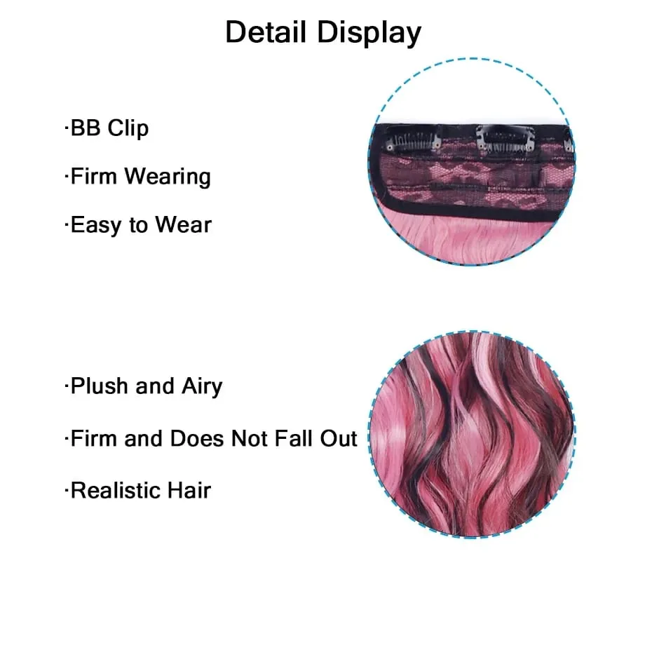 Water Wavy Clip in Hair Extension Synthetic Hair Highlight Silky Soft Natural Look with Invisible Lace Weft Hairpieces for Women — image 2