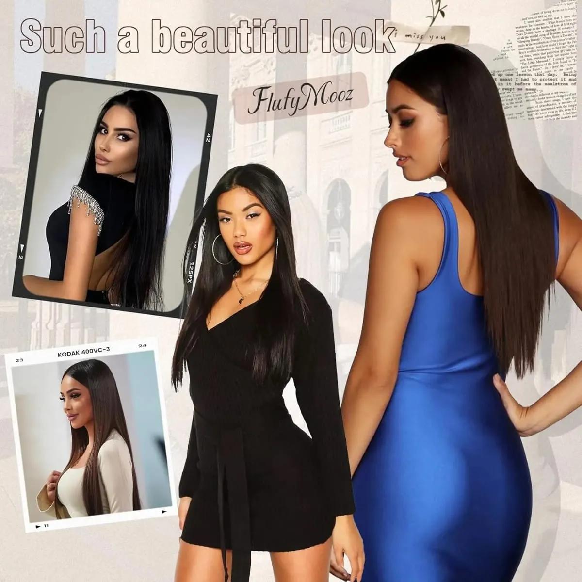 6 pçs clipe em extensões de cabelo 24 "longo reto resistente ao calor clipes sintéticos na peça de cabelo para uso diário feminino — image 8