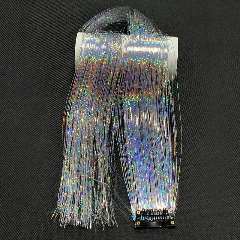 24Inch Synthetic Hair Tinsel Clip In Glitter Tinsel Hair Extensions Clip In Sparkle Hair Accessories for Girls Women — image 10