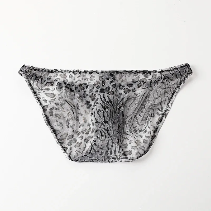 Men Leopard Printed Mesh Underwear Ice Silk Thin Breathable Low Waist Quick Dry Cool Summer Mens Briefs Panties — image 4