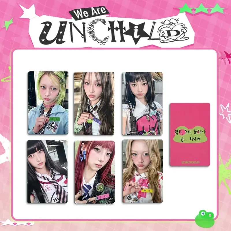 K-pop UNCHILD 6pcs/set New Album "UNCHILD" Pajama Card Nameplate Card Postcard Collectible Card Photo Card Yeeun Heikie Ako — image 4