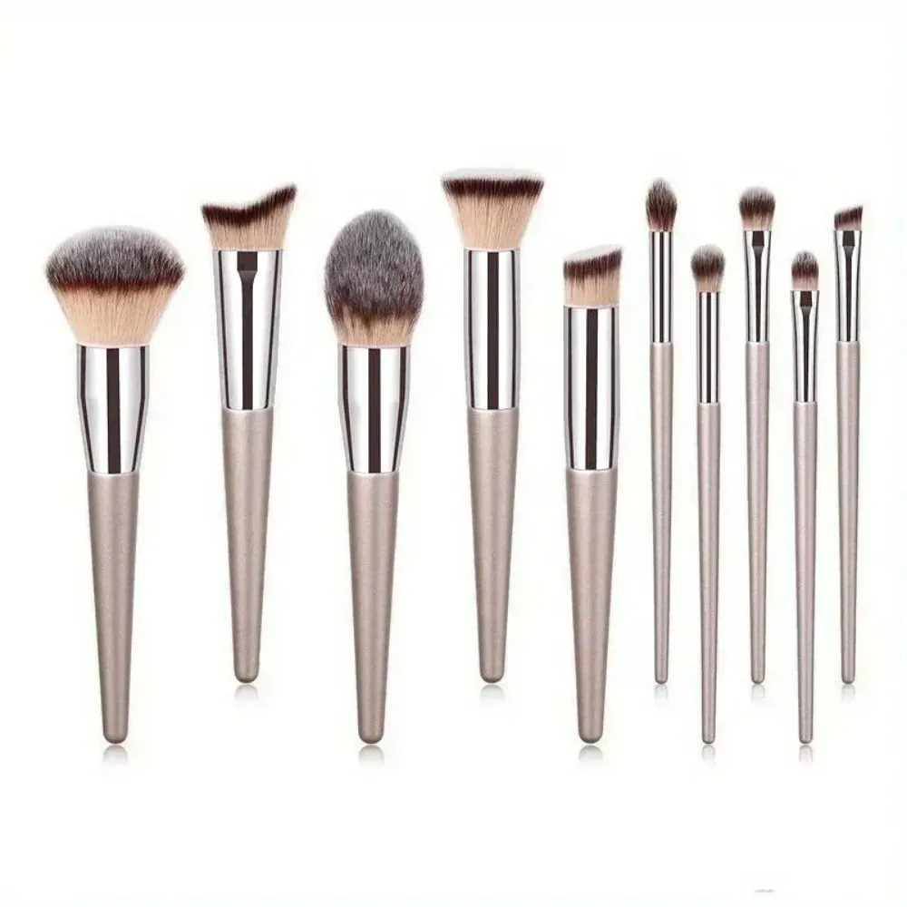 10Pcs Makeup Brushes Complete Set Soft Fluffy Foundation Loose Powder Blush Concealer Eye Shadow Brush Professional Makeup Tools