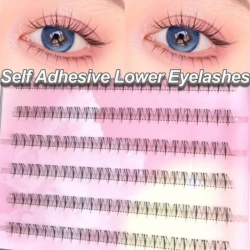 120pcs Self-Adhesive Small Flame Lower Eyelashes & 80pcs Glue-Free Fairy Lower Lashes 5mm Length Each for Eye Makeup — image 3