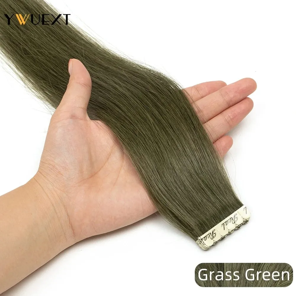 Highlight Red Human Hair Tape In Extensions 12" 16" 20" 24“ Natural Straight Machine Remy Tape In Hair On Glue Adhesive