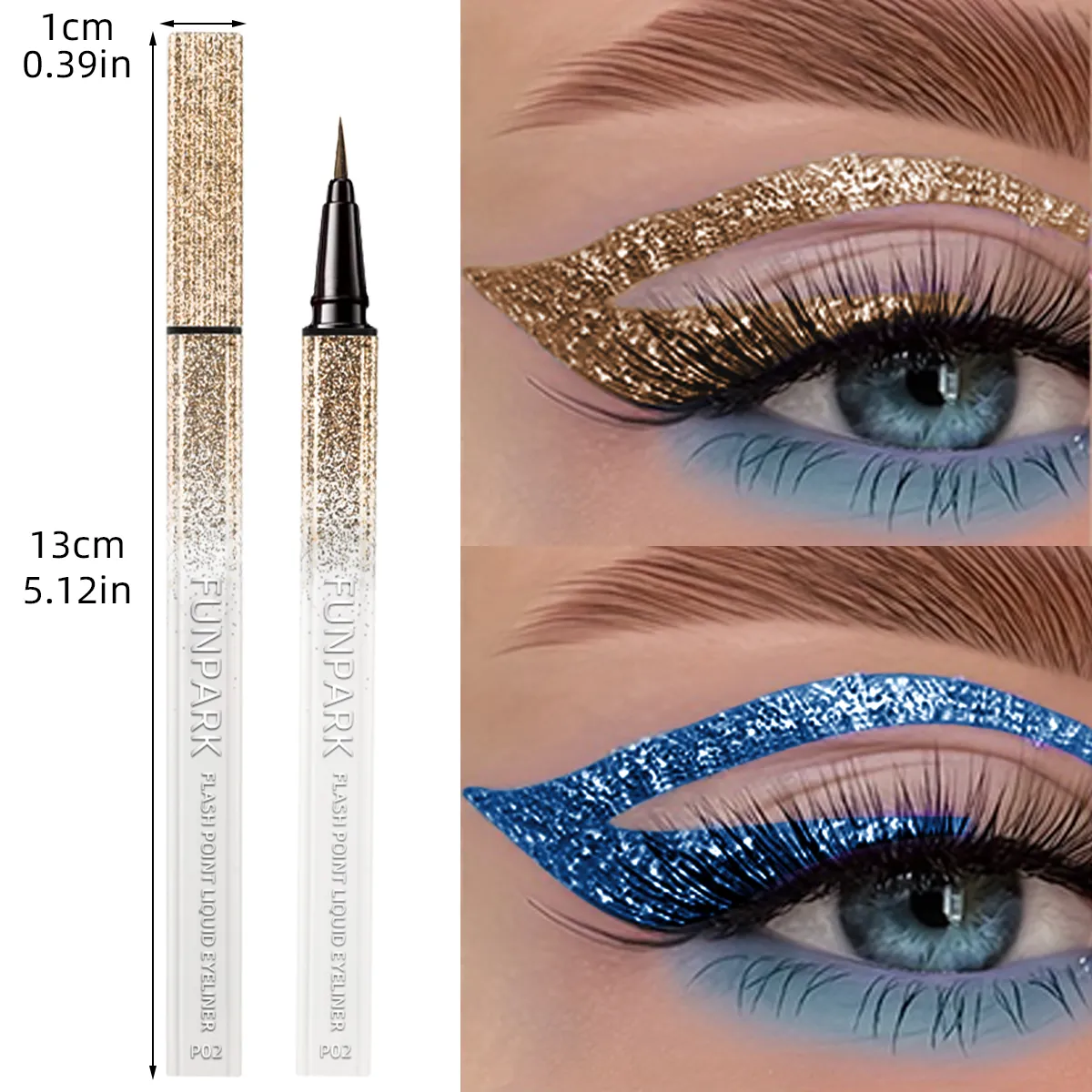 1 STK Glitter Flydende Eyeliner Blyant Vandtæt Lilla Pink Blå Eye Liner Pen Langtidsholdbar Hurtigttørrende øjenmakeup til kvinder — image 5