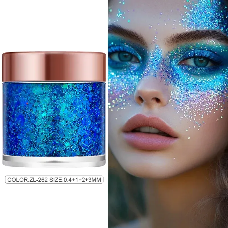 Body Face Glitter Gel Sequins for Eye & Body Hair Makeup Long-Lasting Shimmer Chameleon Gel Decorations Brighten Stage Makeup