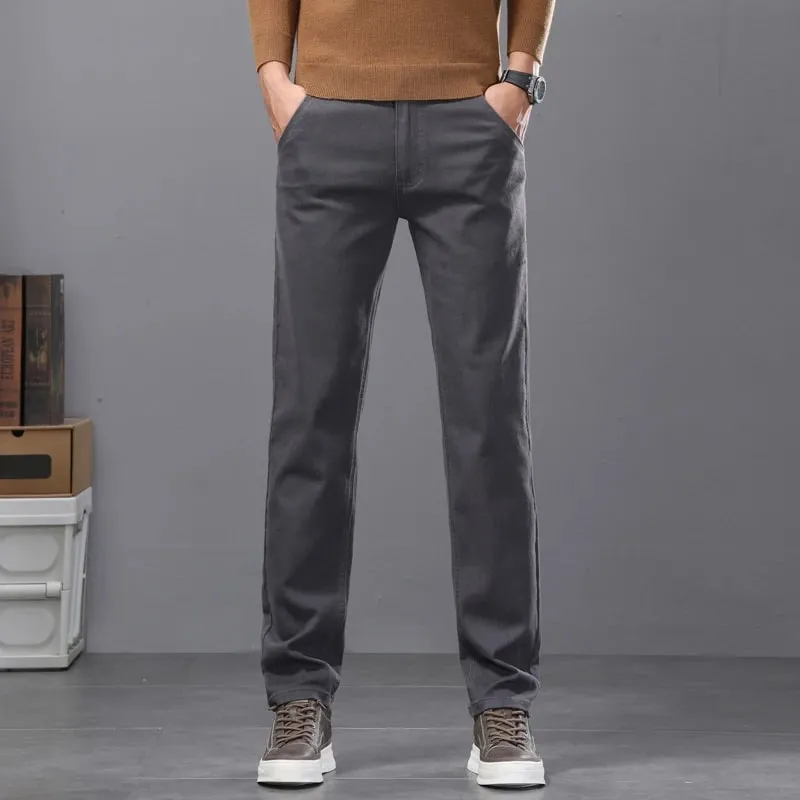 Cotton Elastic Men's Jeans Spring New Fitted Straight Business Casual Trousers Soft Comfortable Fashion Korean Denim Pants — image 5
