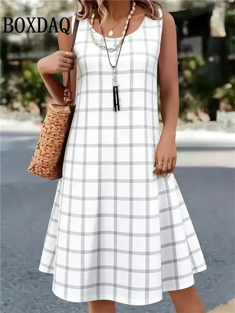 Summer Hot Sale Polka Dot Sleeveless Dress Elegant Women's Fashion 3D Print Mini Dress Casual Round Neck Loose Women's Clothing — image 5