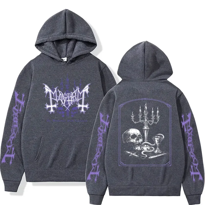 Rock Band Mayhem De Mysteriis Dom Sathanas Skeleton Graphic Hoodie Men Women Death Black Metal Gothic Punk Hoodies Streetwear — image 3