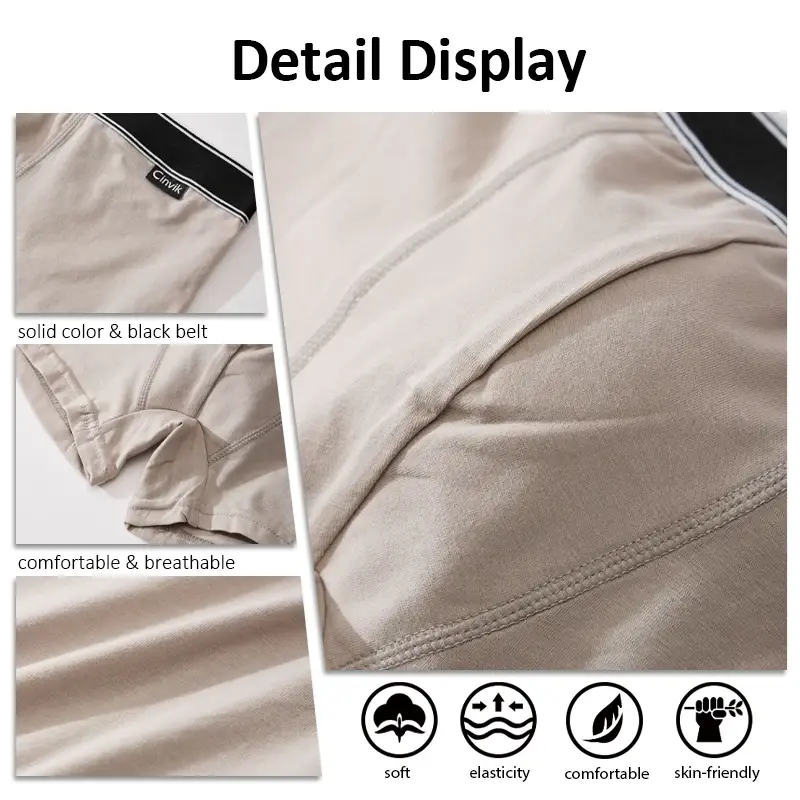 3pc Simple Solid Color Stripe Belt Men's Underwear Cotton Comfortable Soft Male Boxer Shorts Special Offer Mid Waist Briefs S-XL
