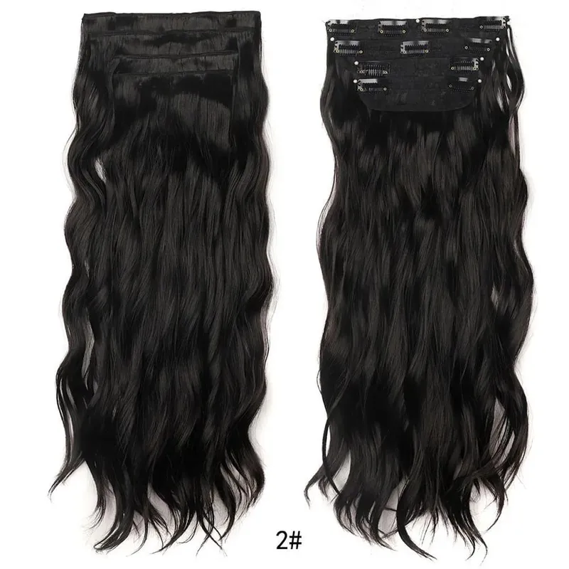 Jeedou Clip in Hair Extensions 4Piece/Set Synthetic Long Wavy Thick Hair Bouncy Curly Full Head Hairpiece Natural Looking — image 15