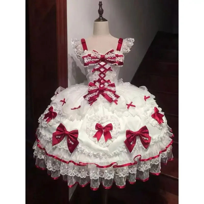 Cosplay Clothing Girls Vintage Elegant Holiday Party Dress 2026 Summer Lolita Strap Dress Japanese Sweet Kawaii Style Y2K Lace — image 18