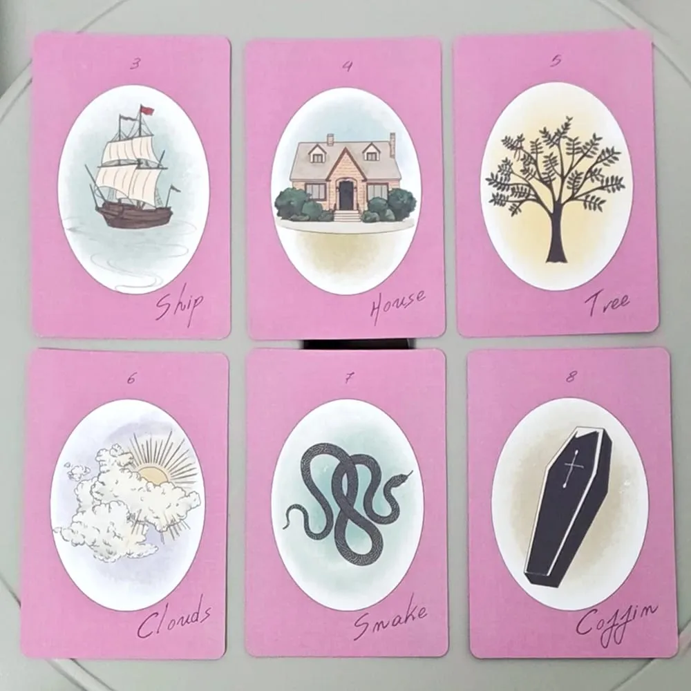 Ribbon Lenormand Deck 9*6cm 36 Pcs Lenormand Cards In A Stylish Matte Pink-purple with A Dull Feel