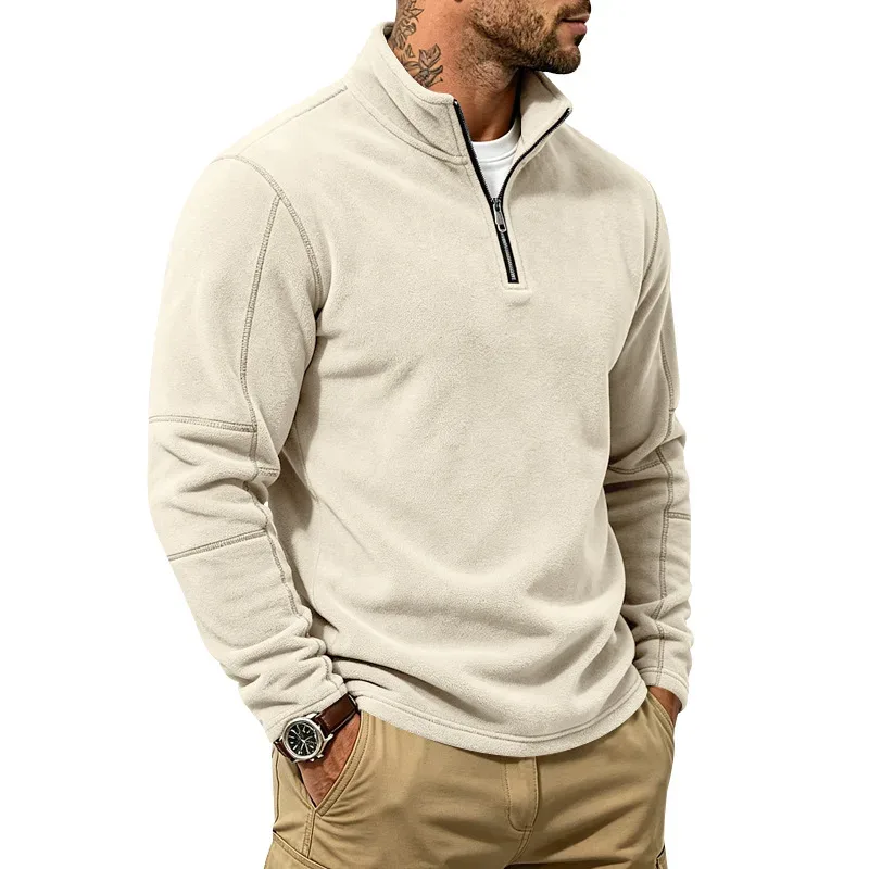 Men's Quarter Zip Polar Fleece Pullover Stand Collar Long Sleeve Casual Warm Sweatshirt For Autumn Winter Daily Commute Wear — image 16