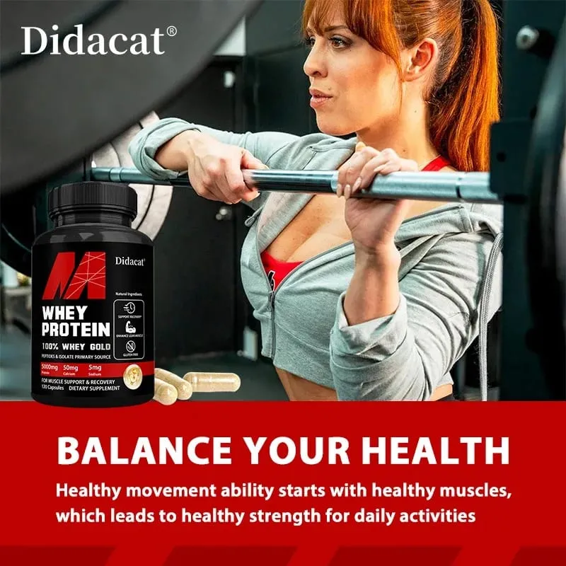 Didacat Whey Protein Concentrate with 5000mg Protein Gluten Free & Non-GMO Boost Immunity and Support Post-exercise Recovery