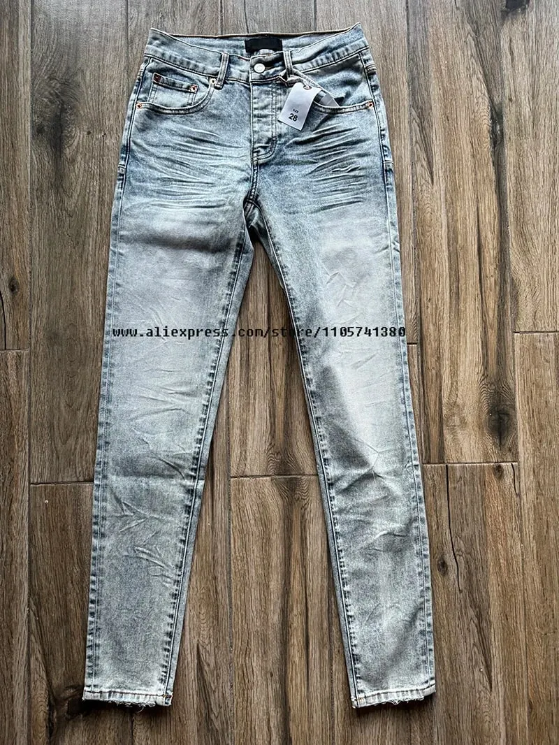 Men's Distressed High Street School Boys Fashion American Style Stretch Skinny Fit Ripped Jeans — image 2