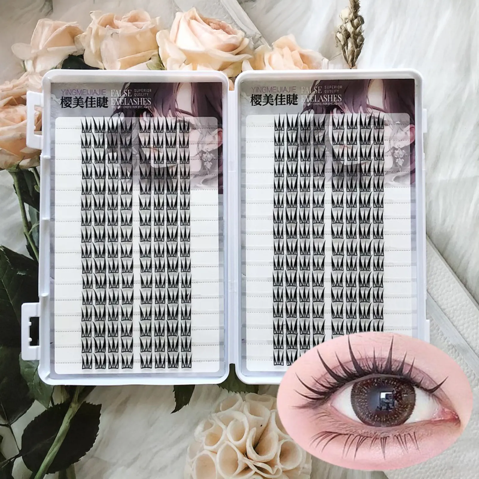 Fluffy Volume False Eyelash Extensions V-shaped Natural Curl Large Capacity Fake Lashes Daily Wear Perfect Eye Makeup For Women — image 2