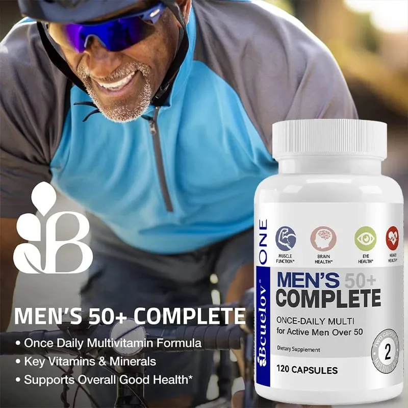 Fórmula super multivitamínica diária masculina de alta potência para mais de 50 anos para o cérebro, olhos e saúde do coração Vitaminas A C D E K B1 a B12 sem glúten — image 4