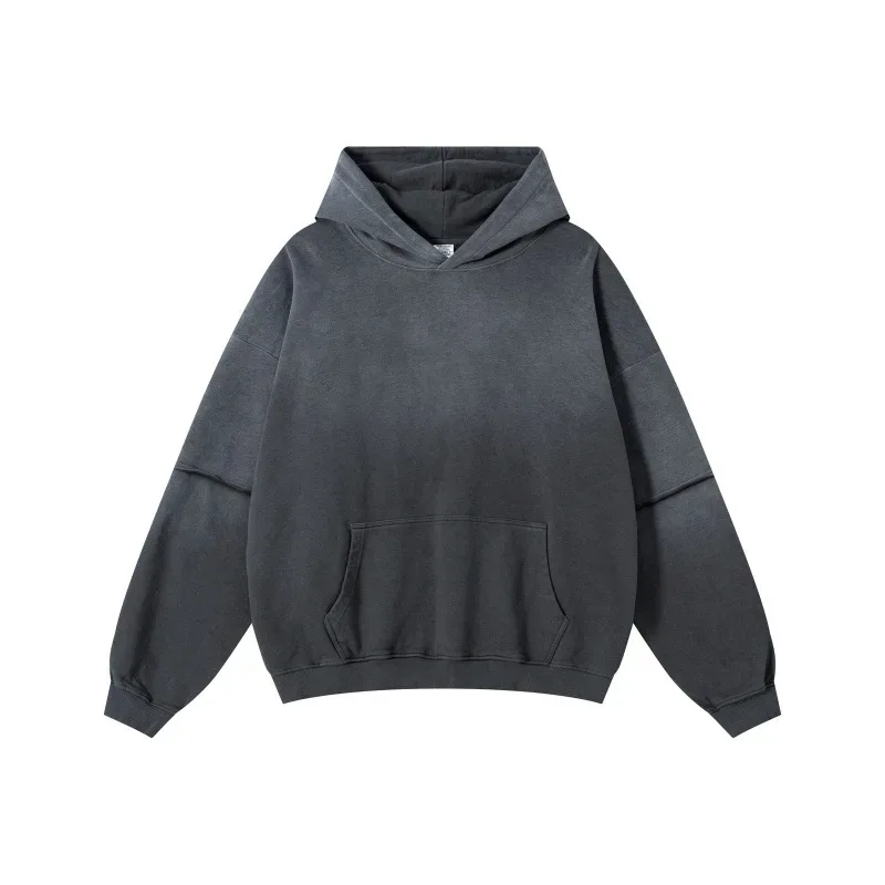 New Autumn Winter Men 400gsm Hoodies Streetwears High Street Heavy Weight Washed Cotton Sweatshirts Brand Tracksuit — image 28
