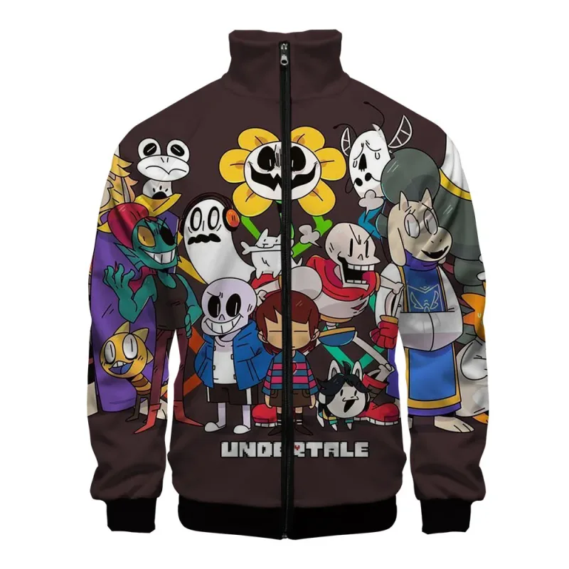 Luxury Popular Sans Undertale 3D Print Zipper Raglan Jacket Windbreaker Boys/Girls Comfortable Stand Collar Jackets Coats — image 8