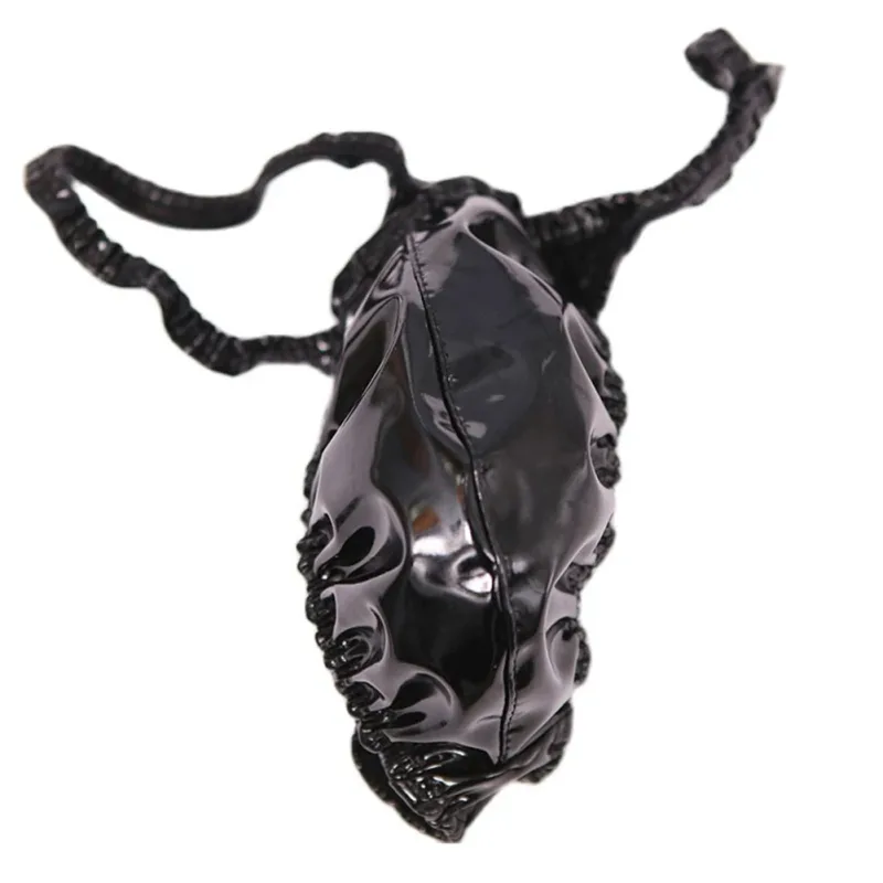 Sexy Men PVC Shiny U Convex Pouch Briefs Low-Rise G-string Latex Oil Gloosy Sexy Thong Carapace U Bulge Underwear