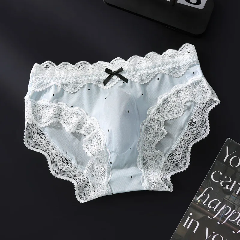 Men Sexy Lace Briefs Sweet Women Style Panties for Men Mid Waist Sheer Ice Silk Seamless Underwear Stretch U Convex Underpant — image 16