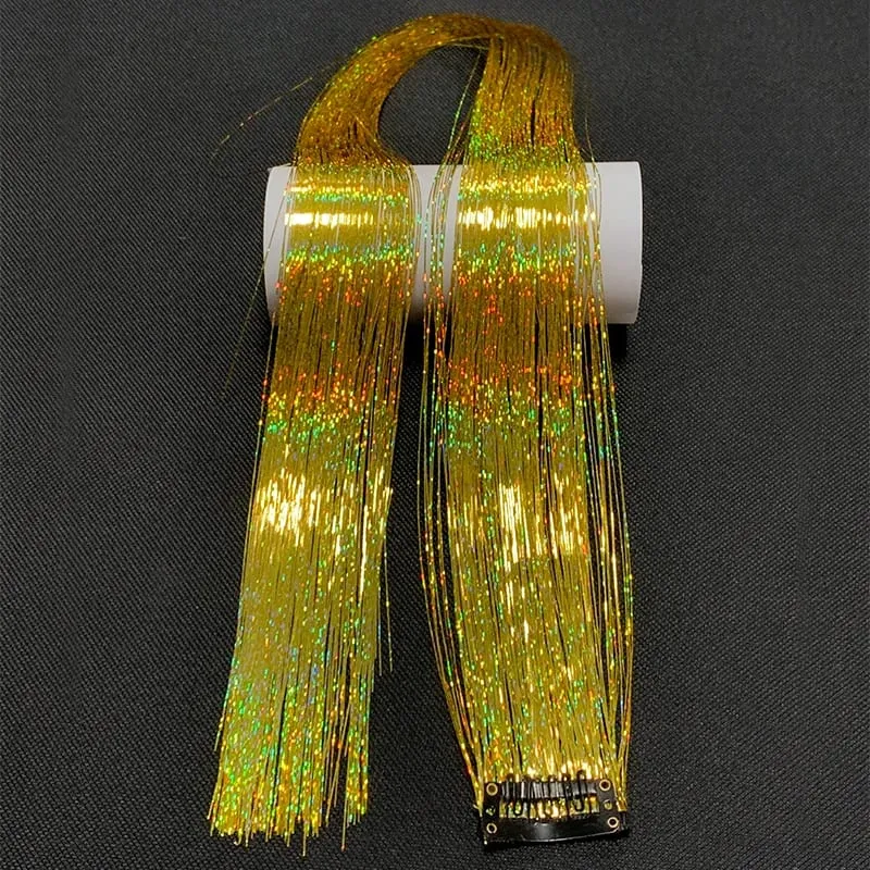 24Inch Synthetic Hair Tinsel Clip In Glitter Tinsel Hair Extensions Clip In Sparkle Hair Accessories for Girls Women — image 11