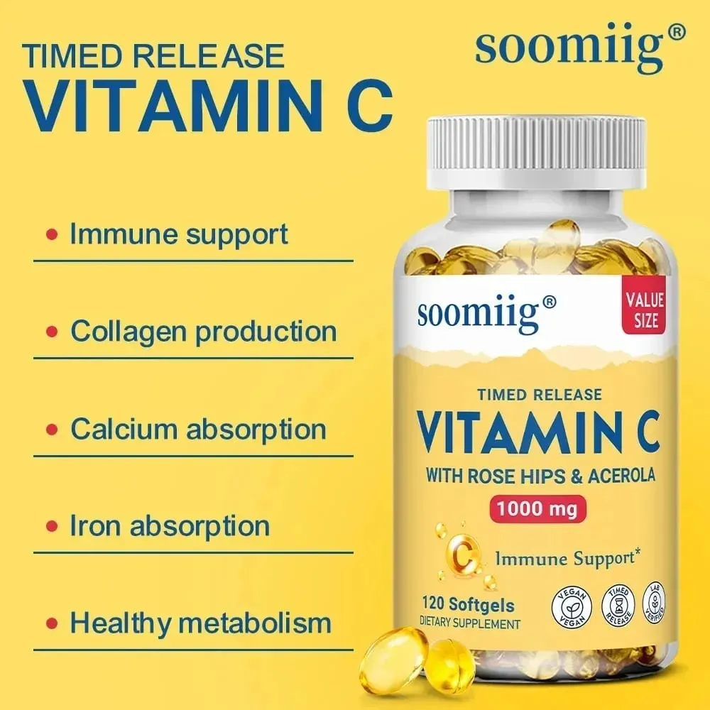 Vitamin C Capsules 1000mg - Immune Support Cellular Energy Production Improve Skin Brightening Skin Teeth & Heart Health — image 5