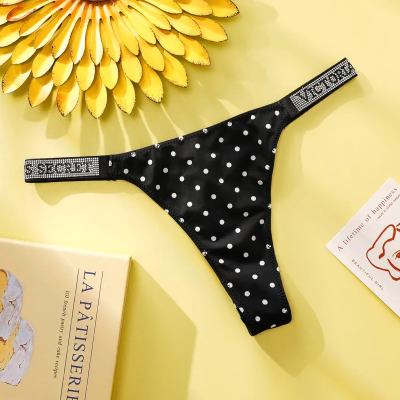 Victoria Secret Women Polka Dot Lace Bikini Cheeky Panties Set Breathable Cotton Hipster Underwear Thong Hipster Seamless