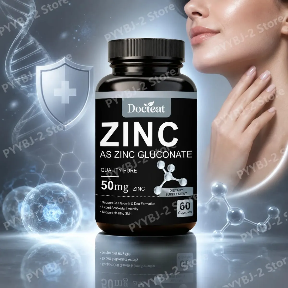 Zinc Gluconate Capsules 60 Count 50 Mg Zinc Per Serving Immune Support Cellular Health Daily Zinc Nutrition — image 2