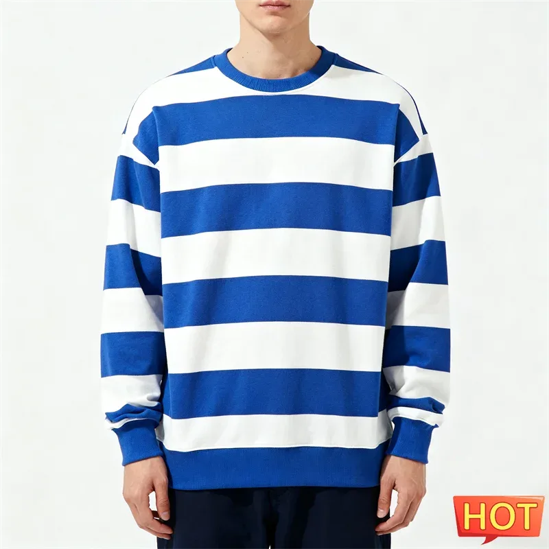 Simple Striped Graphic Sweatshirts For Men Fashion Trendy Long Sleeve 3D Printed Ugly Sweatshirt Casual Oversized Pullovers Tops
