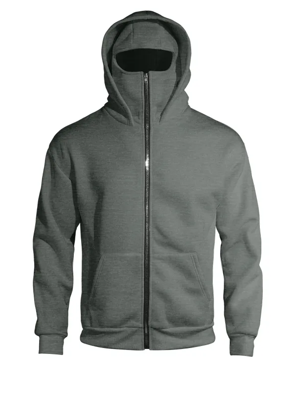 Autumn Men's Double-Layer Hooded Zip-Up Sweatshirt Loose Casual Fit with Front Pockets Ideal for Outdoor and Streetwear Style