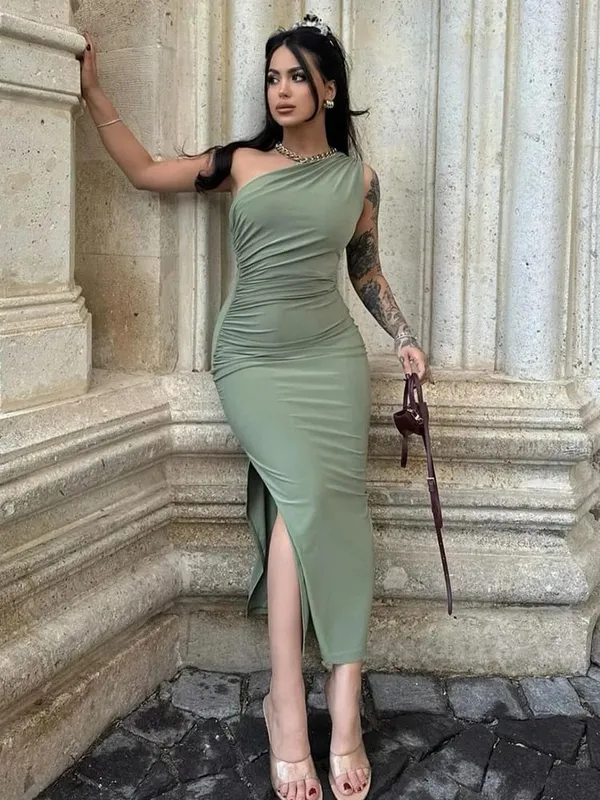 Women Maxi Dresses Sexy Split Black Sleeveless Backless Slim Dress Summer Female Fashion Off Shoulder Club Elegant Party Dresses — image 3