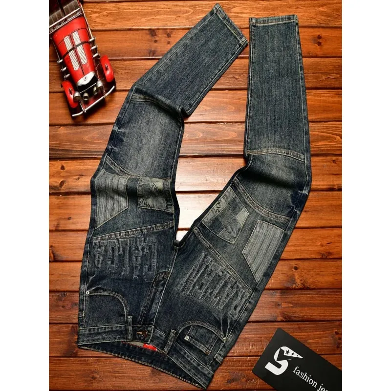 High end retro jeans for men slim fit small feet light luxury trend autumn style simple and casual long pants — image 4