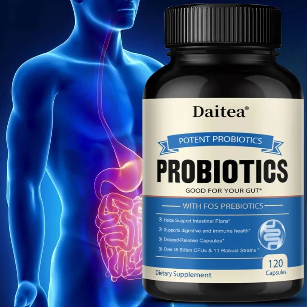 Probiotics 45 Bilion CFUs with Prebiotics Supports Immune Gut Health for Women & Men - 120 Capsules — image 1