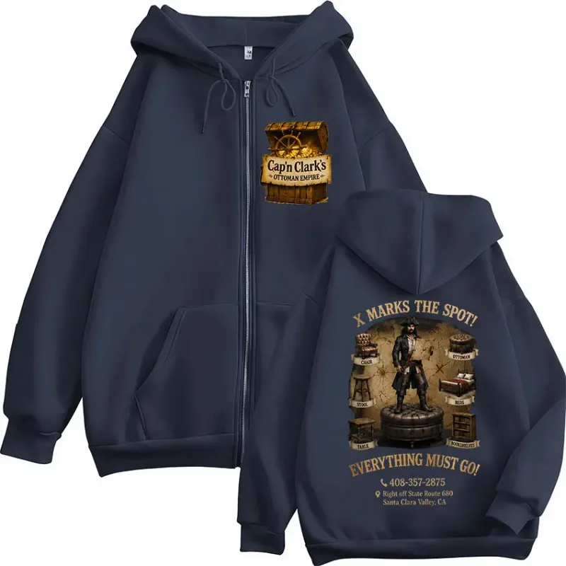 Movie Backrooms Cap'n Clark's Ottoman Empire Pirate Zipper Hoodies Men's Clothing Casual Long Sleeves Zip Up Sweatshirts Jackets