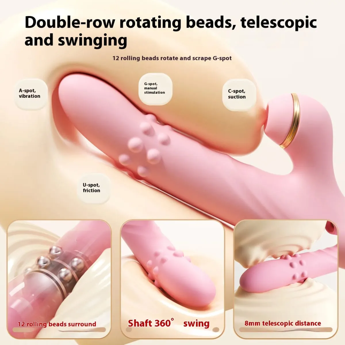 vibrator for women bead telescopic thrust gun clitoral sucking vibrator usb charging adult sex toy dildo g-spot stimulator vibra — image 5