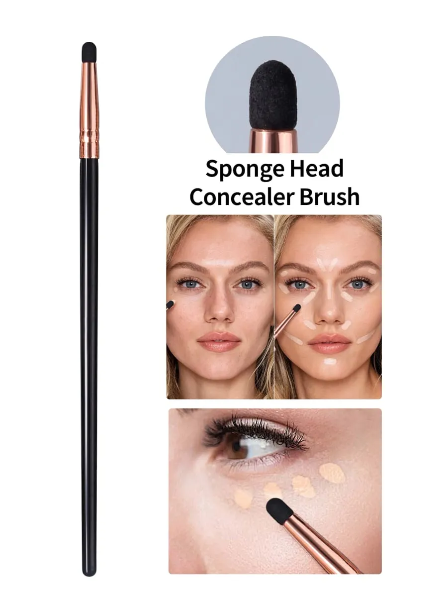 1Pc/6Pcs Sponge Makeup Brush Set Unisex Concealer/Eyeshadow/Tear Trough Brushes for Liquid & Cream Makeup Ideal Cosmetic Gift