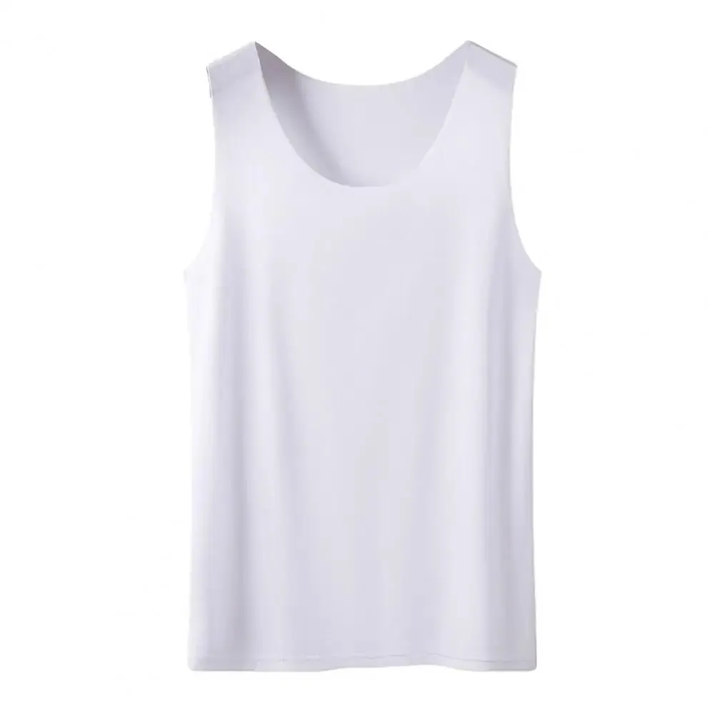 Women Bottoming Vest Ice Silk Seamless Sleeveless Pure Color Plus Size Stretchy Round Neck Dry Dry Cooling Camisole Basic Top 80