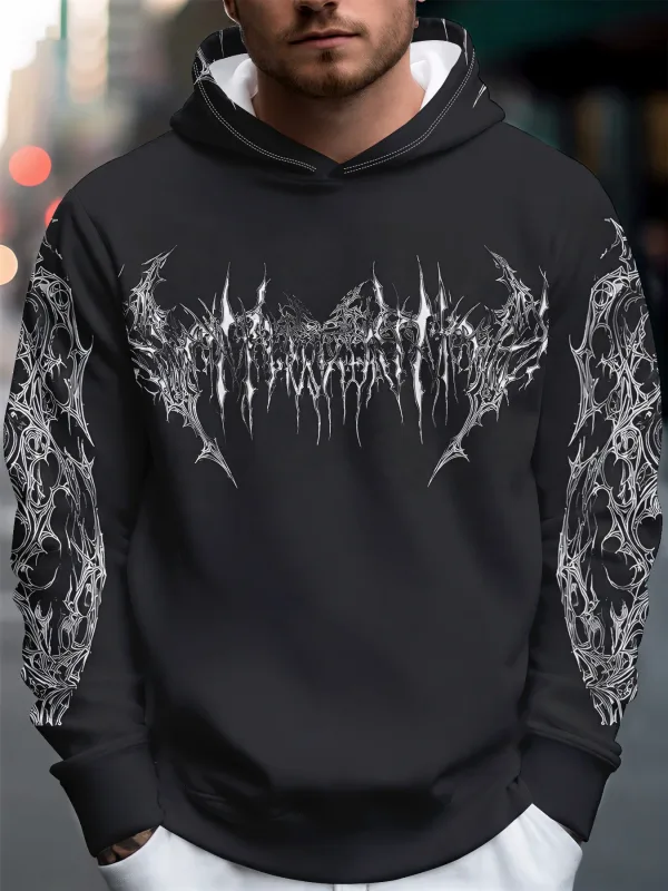 Men's winter-spring hooded sweatshirt with skull pattern for casual roller skating hip-hop streetwear — image 4