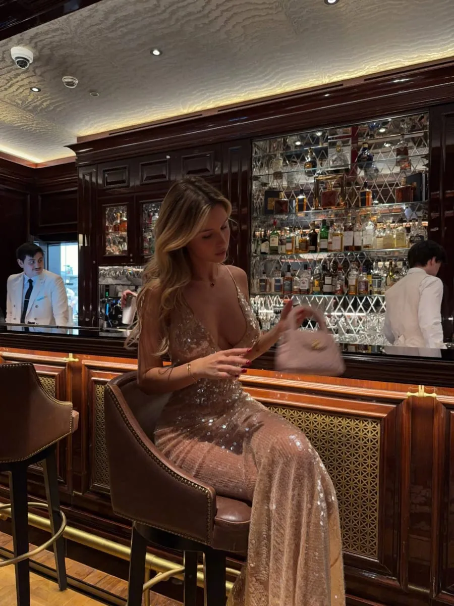 Women Elegant Sequin Mermaid Maxi Dress Elegant Spaghetti Strap Deep V Neck Bodycon Slim Gown Lady Evening Party Long Dresses