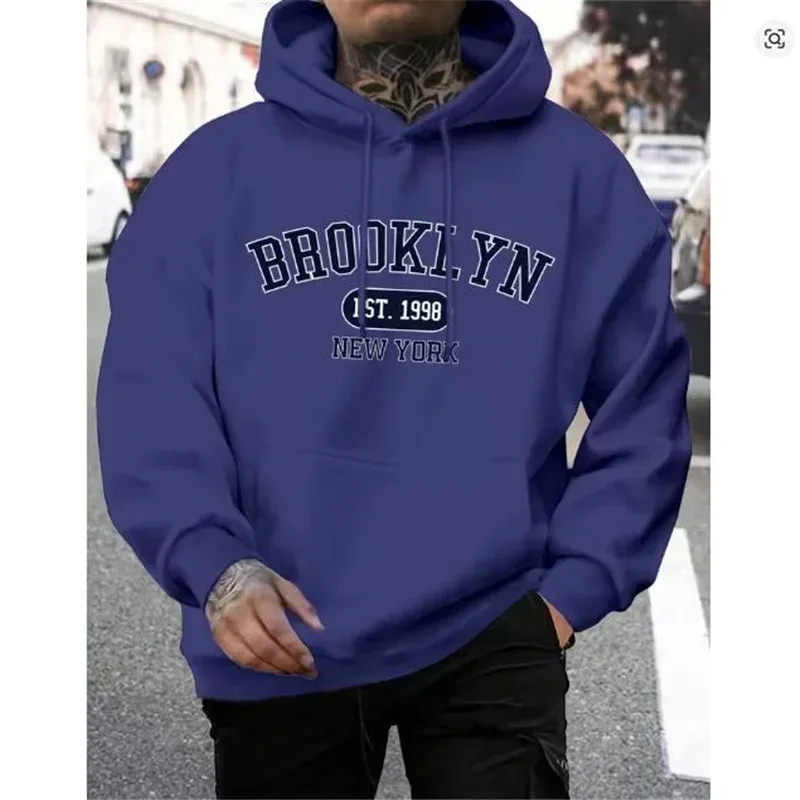 Felpe con cappuccio da uomo con stampa Brooklyn Est 1998 New York Felpa con cappuccio girocollo Harajuku Felpa con cappuccio oversize alla moda Tuta comoda autunnale