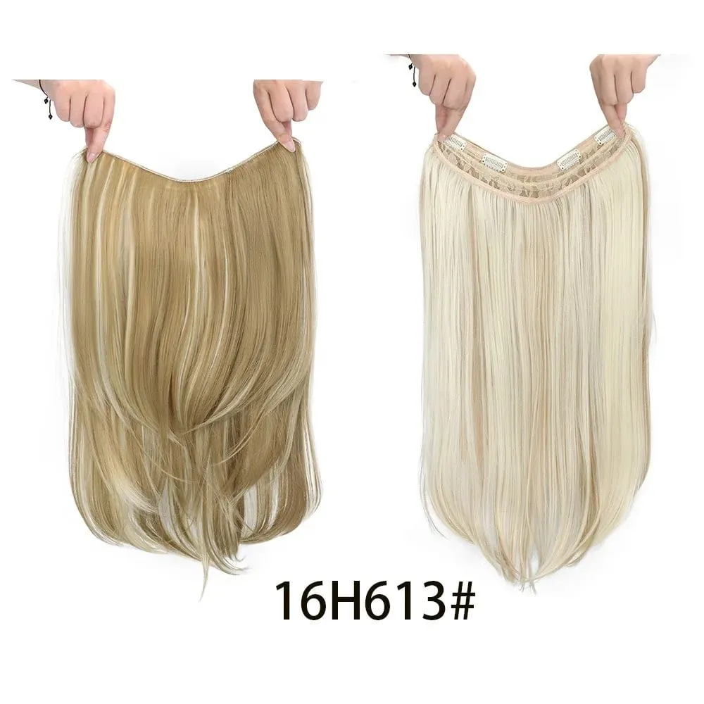 Synthetic 55CM V-shaped Hair Extension Piece Wig Long Straight Hair Female Natural Connection Seamless Clip Hair Wig Piece — image 8