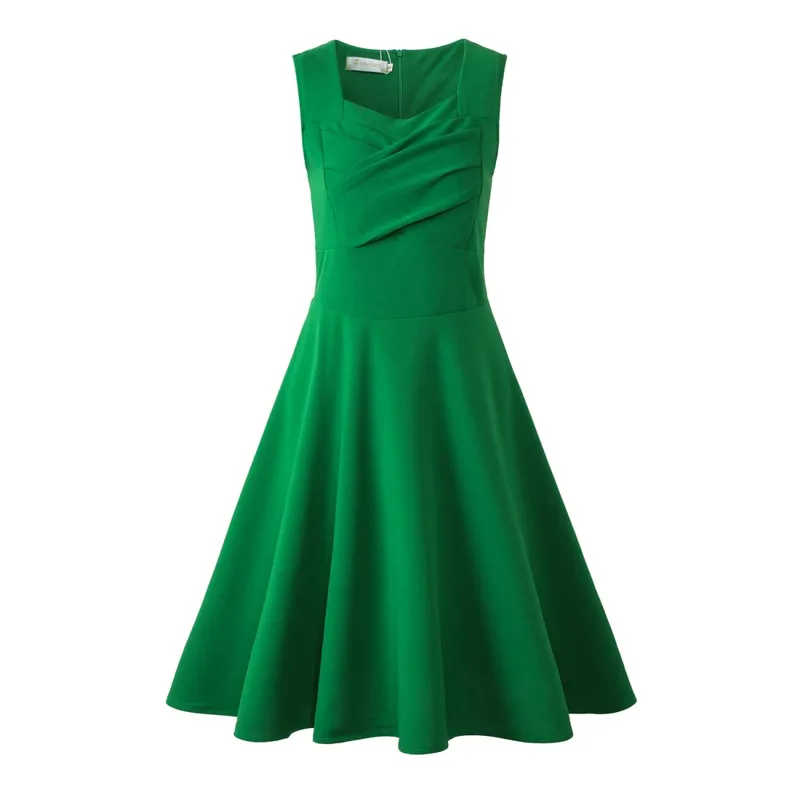 Hepburn Style Vintage Dress New Women Sleeveless Large Swing Sexy Party Dress — image 8
