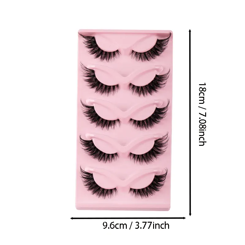 5 Pairs Cat Eye False Eyelashes Faux Mink Natural Long Manga Lashes Winged Elongated Outer Corner Fake Eyelashes Daily Makeup — image 4