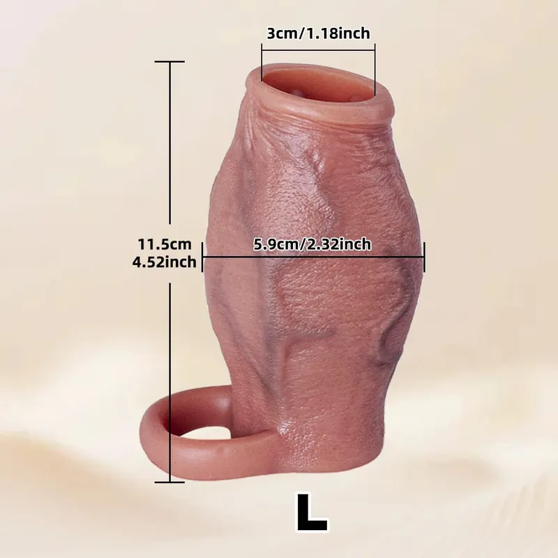 Dick Sleeve Enlargement Lock Sperm Penis Ring Adult Men Sex Toy Enlarged and Thicken Cock Sleeve Soft Silicone Male Sexy Toy 18+